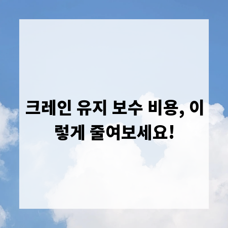 크레인 유지 보수 비용, 이렇게 줄여보세요!