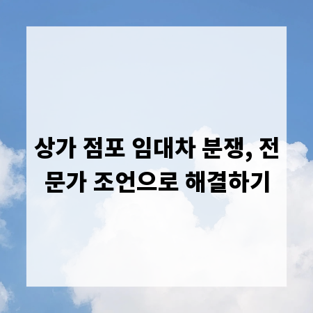 상가 점포 임대차 분쟁, 전문가 조언으로 해결하기