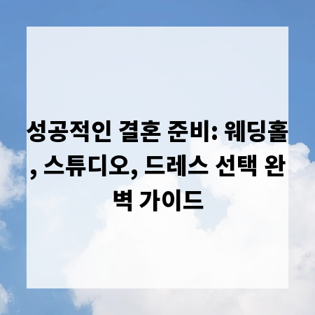 성공적인 결혼 준비: 웨딩홀, 스튜디오, 드레스 선택 완벽 가이드