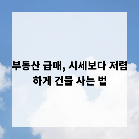부동산 급매, 시세보다 저렴하게 건물 사는 법