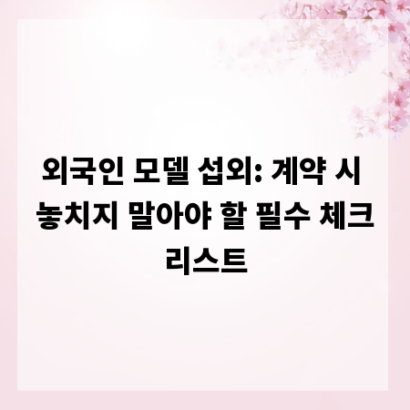 외국인 모델 섭외: 계약 시 놓치지 말아야 할 필수 체크리스트