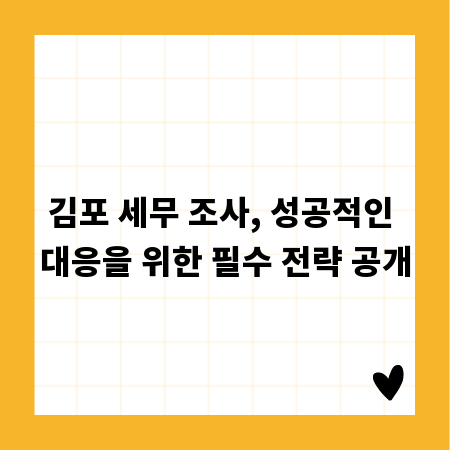 김포 세무 조사, 성공적인 대응을 위한 필수 전략 공개
