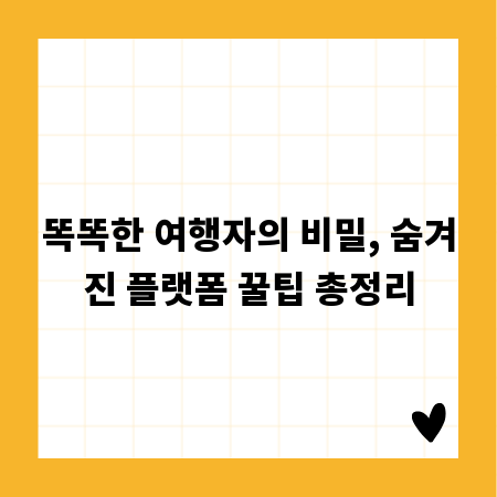 똑똑한 여행자의 비밀, 숨겨진 플랫폼 꿀팁 총정리