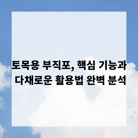 토목용 부직포, 핵심 기능과 다채로운 활용법 완벽 분석
