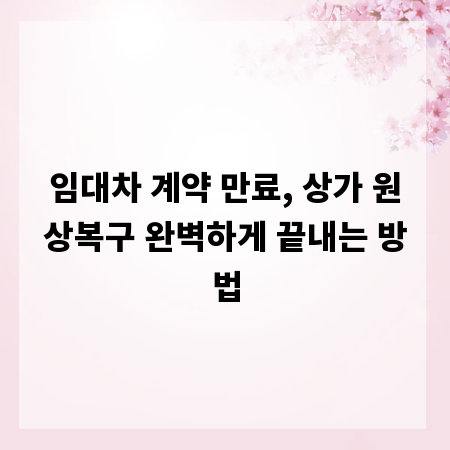 임대차 계약 만료, 상가 원상복구 완벽하게 끝내는 방법