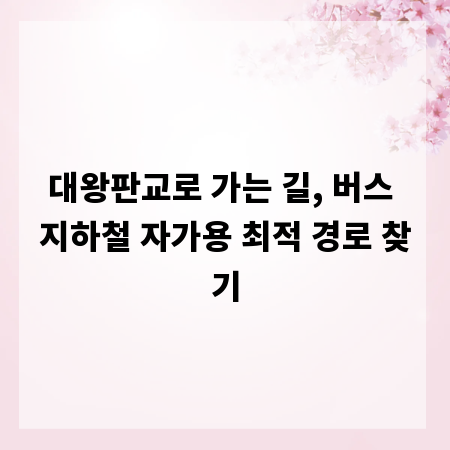 대왕판교로 가는 길, 버스 지하철 자가용 최적 경로 찾기