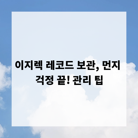 이지렉 레코드 보관, 먼지 걱정 끝! 관리 팁