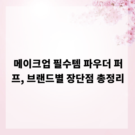메이크업 필수템 파우더 퍼프, 브랜드별 장단점 총정리