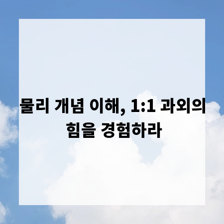 물리 개념 이해, 1:1 과외의 힘을 경험하라
