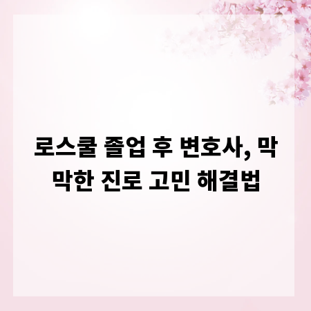 로스쿨 졸업 후 변호사, 막막한 진로 고민 해결법