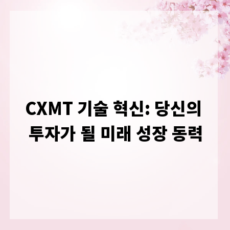 CXMT 기술 혁신: 당신의 투자가 될 미래 성장 동력