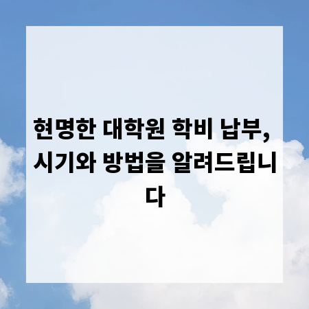 현명한 대학원 학비 납부, 시기와 방법을 알려드립니다