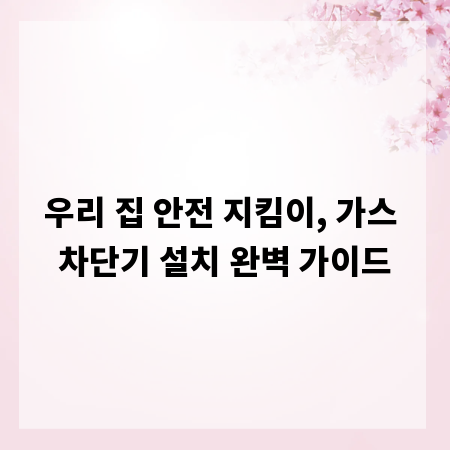 우리 집 안전 지킴이, 가스 차단기 설치 완벽 가이드