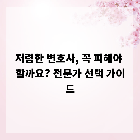 저렴한 변호사, 꼭 피해야 할까요? 전문가 선택 가이드