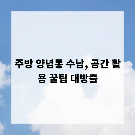 주방 양념통 수납, 공간 활용 꿀팁 대방출