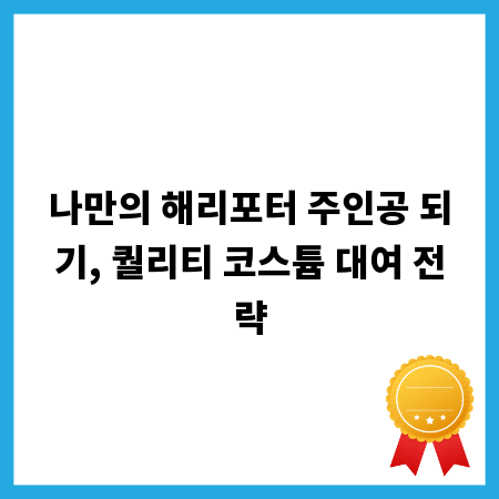 나만의 해리포터 주인공 되기, 퀄리티 코스튬 대여 전략