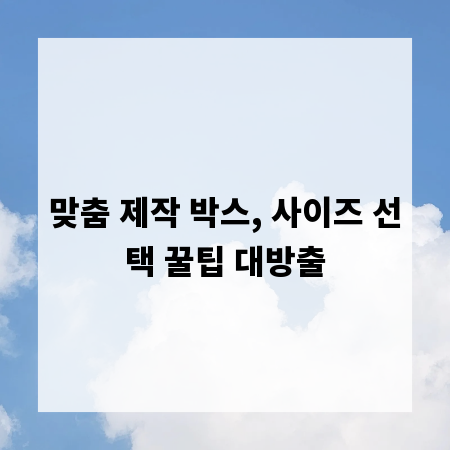 맞춤 제작 박스, 사이즈 선택 꿀팁 대방출