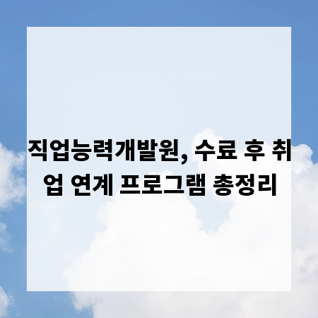 직업능력개발원, 수료 후 취업 연계 프로그램 총정리