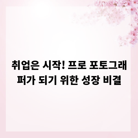 취업은 시작! 프로 포토그래퍼가 되기 위한 성장 비결