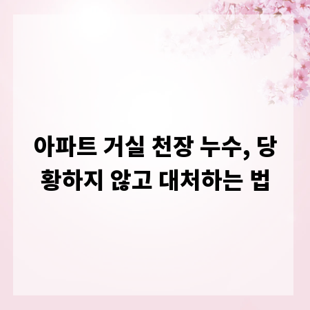 아파트 거실 천장 누수, 당황하지 않고 대처하는 법