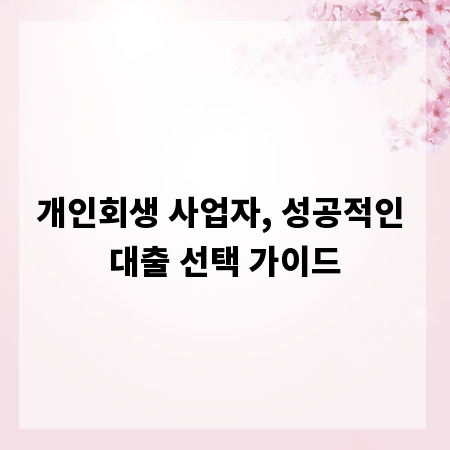 개인회생 사업자, 성공적인 대출 선택 가이드
