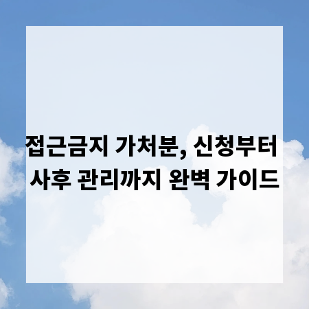 접근금지 가처분, 신청부터 사후 관리까지 완벽 가이드