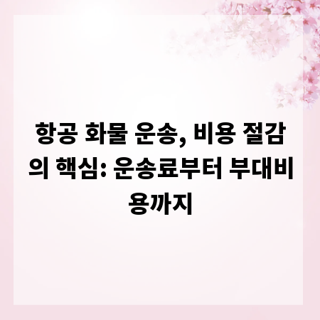항공 화물 운송, 비용 절감의 핵심: 운송료부터 부대비용까지