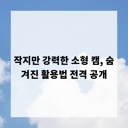 작지만 강력한 소형 캠, 숨겨진 활용법 전격 공개