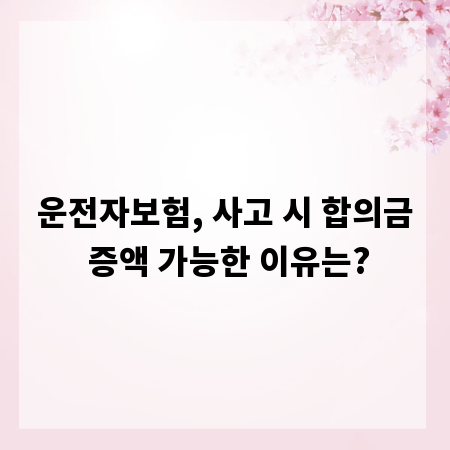 운전자보험, 사고 시 합의금 증액 가능한 이유는?