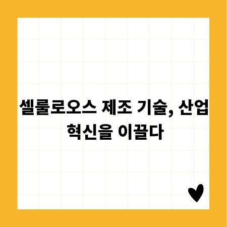 셀룰로오스 제조 기술, 산업 혁신을 이끌다