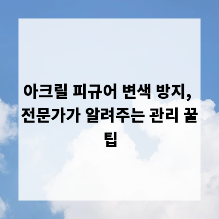 아크릴 피규어 변색 방지, 전문가가 알려주는 관리 꿀팁