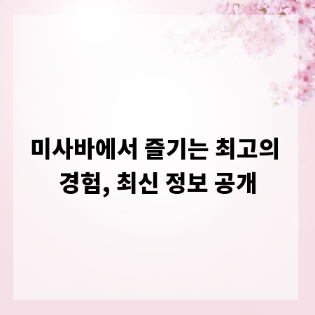 미사바에서 즐기는 최고의 경험, 최신 정보 공개