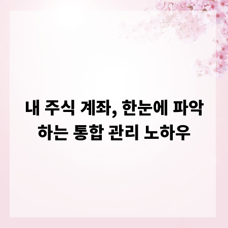 내 주식 계좌, 한눈에 파악하는 통합 관리 노하우