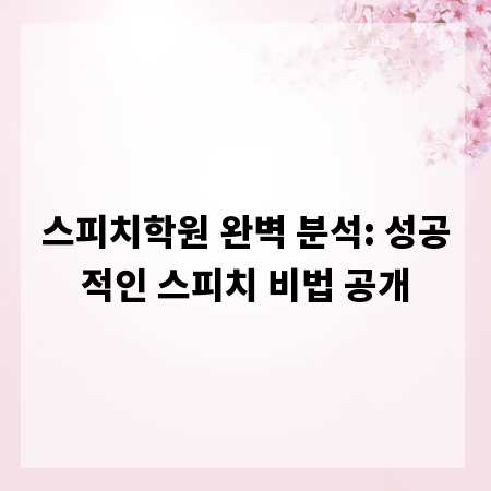 스피치학원 완벽 분석: 성공적인 스피치 비법 공개