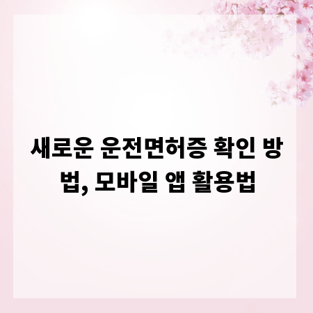 새로운 운전면허증 확인 방법, 모바일 앱 활용법