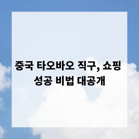 중국 타오바오 직구, 쇼핑 성공 비법 대공개
