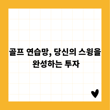 골프 연습망, 당신의 스윙을 완성하는 투자