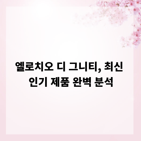 엘로치오 디 그니티, 최신 인기 제품 완벽 분석