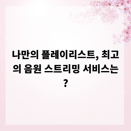 나만의 플레이리스트, 최고의 음원 스트리밍 서비스는?