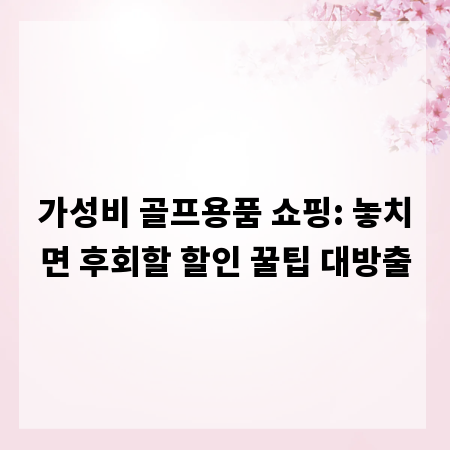 가성비 골프용품 쇼핑: 놓치면 후회할 할인 꿀팁 대방출