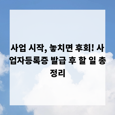사업 시작, 놓치면 후회! 사업자등록증 발급 후 할 일 총정리