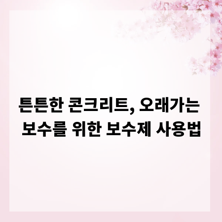 튼튼한 콘크리트, 오래가는 보수를 위한 보수제 사용법