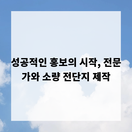 성공적인 홍보의 시작, 전문가와 소량 전단지 제작