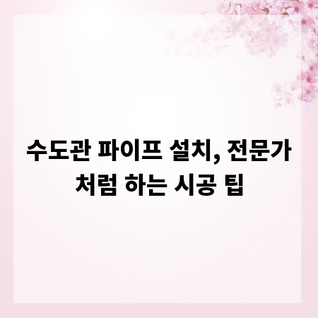 수도관 파이프 설치, 전문가처럼 하는 시공 팁