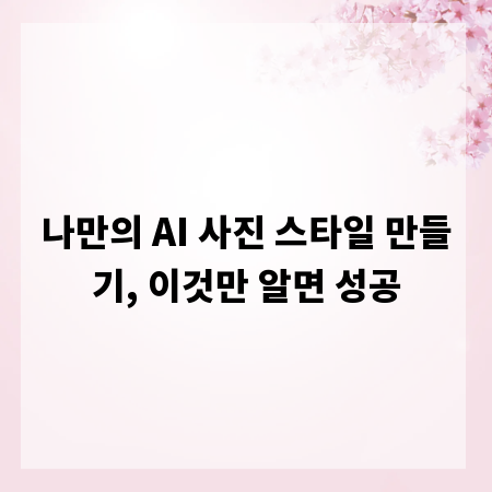 나만의 AI 사진 스타일 만들기, 이것만 알면 성공