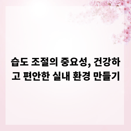 습도 조절의 중요성, 건강하고 편안한 실내 환경 만들기