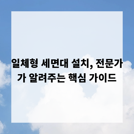 일체형 세면대 설치, 전문가가 알려주는 핵심 가이드