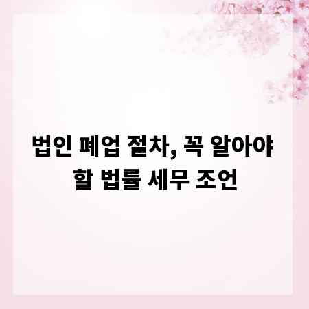 법인 폐업 절차, 꼭 알아야 할 법률 세무 조언