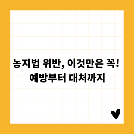 농지법 위반, 이것만은 꼭! 예방부터 대처까지