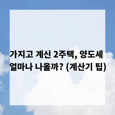 가지고 계신 2주택, 양도세 얼마나 나올까? (계산기 팁)